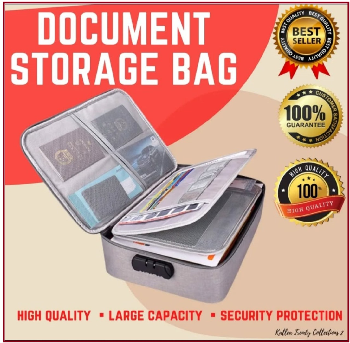 Document Organizer Bag Multilayer Travel File Organiser Document Storage Bag with Lock Waterproof File Folders Bag